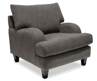  Fauteuil Nofia de 36 po fabriqué au Canada en tissu de chenille avec pattes en bois - gris anthracite