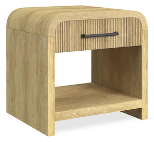 Table de bout moderne Lenore de 24 po avec rangement, tablette et ports USB - naturelle
