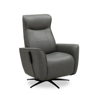  Fauteuil de massage à inclinaison électrique Serene de 31 po en cuir véritable gris avec appuie-tête électrique et siège chauffant