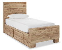  Lit de rangement Derekson naturel avec 2 tiroirs latéraux intégrés pour enfants - format lit simple