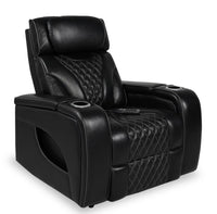  Fauteuil à inclinaison électrique Elite en cuir véritable avec fonction de massage - noir