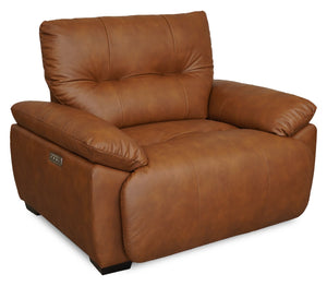 Fauteuil à inclinaison électrique Bello de 51,6 po en tissu d’apparence cuir - brun