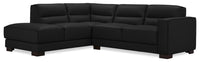  Sofa sectionnel de gauche Citadel 2 pièces en cuir véritable de qualité supérieure avec pattes en hévéa - noir