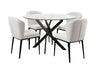 Ensemble de salle à manger Zoe 5 pièces avec table ronde de 47 po (L), dessus en verre, base géométrique en métal et 4 chaises - noir et gris