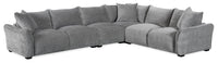  Sofa sectionnel Reflect 4 pièces en tissu de chenille gris avec coussins de dossier réversibles et pattes en bois