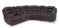  Sofa sectionnel inclinable Leo 6 pièces en cuir véritable - noyer