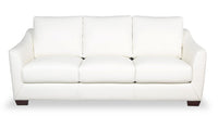  Sofa Royce Cindy Crawford Home de 84 po en cuir véritable blanc ivoire avec pattes en bois