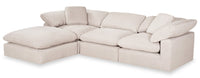  Sofa sectionnel modulaire Eclipse 4 pièces en tissu d'apparence lin avec pouf - lin