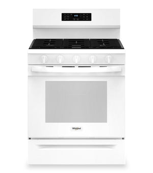 Cuisinière à gaz Whirlpool de 5 pi³ avec friture à air et autonettoyage - blanche - WFGS5030RW