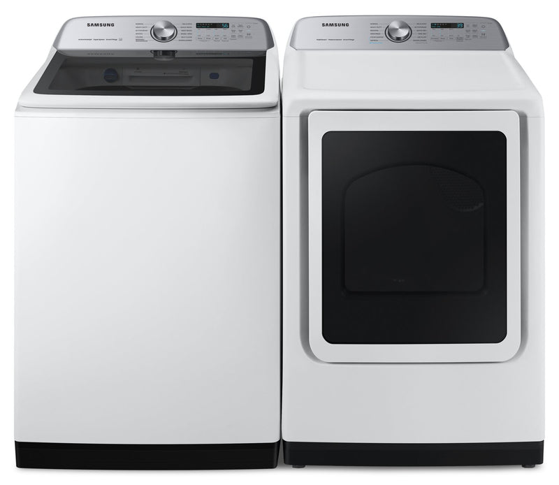 Laveuse à chargement par le haut de 6 pi3 et sécheuse électrique de 7,4 pi3 avec vapeur de Samsung - blanches