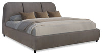  Mave Upholstered Platform Bed in Grey Velvet Fabric - King Size