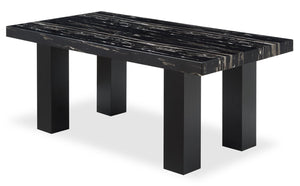 Table de salle à manger Burk de 72 po (L) avec dessus en résine en imitation de marbre - noire