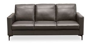 Sofa Milo 81 po en similicuir gris avec pattes en acier