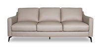  Sofa Moxie de 85,5 po en cuir véritable de qualité supérieure avec coussins de dossier amovibles et pattes en métal - beige