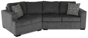 Sofa sectionnel de gauche Legend 2 pièces en chenille avec fauteuil enveloppant - poivre