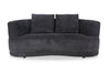 Causeuse arrondie Moon de 78 po en tissu avec coussins décoratifs - noir corbeau laineux