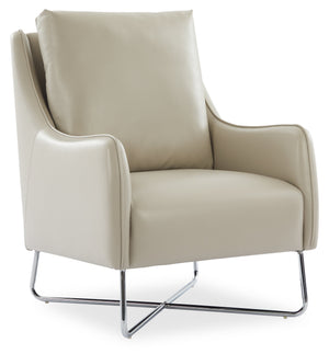 Fauteuil d’appoint Vine de 34,6 po en tissu d’apparence cuir avec pattes en métal - taupe 