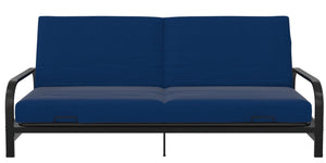 Futon Elbern de DHP avec housse en lin bleu