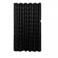 Rideau de douche en polyester noir et aluminium argenté à motif de treillis