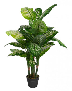 Dieffenbachia artificiel de 47 po en pot noir