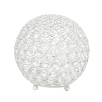 Lampe de table Elipse Elegant Designs balle de 8 po avec paillettes de cristal, blanche