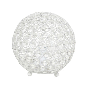 Lampe de table Elipse Elegant Designs balle de 8 po avec paillettes de cristal, blanche