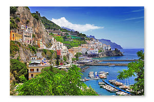  Beautiful Amalfi Coast 16 po x 24 po : Cadre d'art mural et panneau de tissu