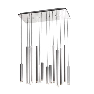 Luminaire suspendu Galiano argenté à 14 ampoules