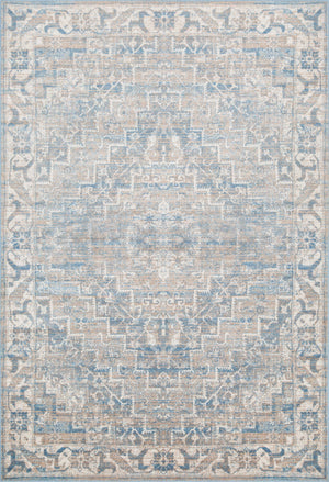 Carpette Shi bleu rétro à motifs de diamants 4 x 6