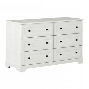 Commode double Hazen à 6 tiroirs - pin blanc