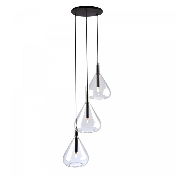 Luminaire suspendu Conic noir à 3 ampoules