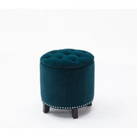 Pouf de rangement rond Denver en tissu vert