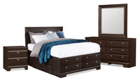  Ensemble de chambre à coucher Yorkdale 6 pièces avec lit de rangement à 12 tiroirs, commode, miroir …