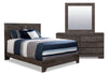 Ensemble de chambre à coucher Yorkdale 5 pièces avec lit à panneau, commode et miroir, gris - format grand lit