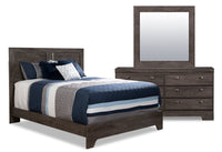  Ensemble de chambre à coucher Yorkdale 5 pièces avec lit à panneau, commode et miroir, gris - format…