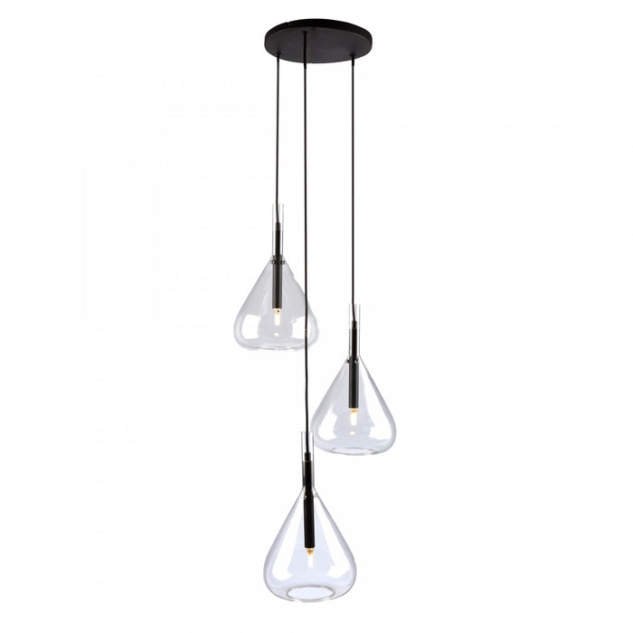 Luminaire suspendu Conic noir à 3 ampoules