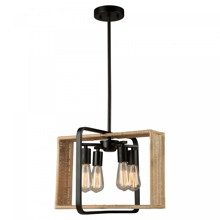 Luminaire suspendu Perris noir à 4 ampoules
