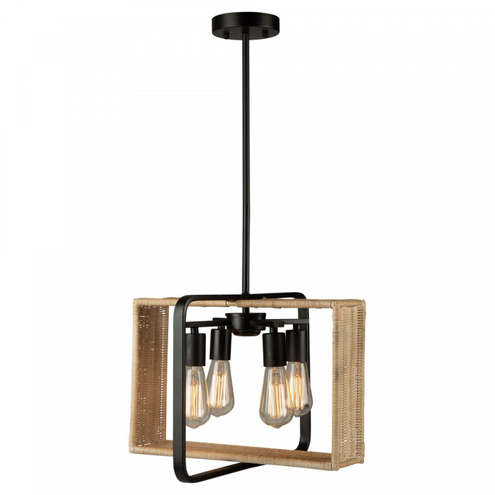 Luminaire suspendu Perris noir à 4 ampoules
