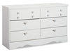 Commode Diamond Dreams de 49,45 po (L) à 6 tiroirs pour enfants - blanche