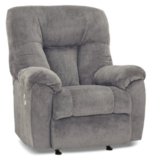 Fauteuil berçant à inclinaison électrique Earth de Design à mon image de 39 po en tissu de chenille gris ardoise avec port USB