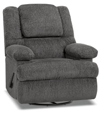  Fauteuil pivotant, berçant et inclinable Atlantic de Design à mon image de 38 po en tissu de chenille gris graphite avec accoudoirs de rangement