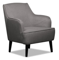  Fauteuil d’appoint Aimy de 28 po en tissu d’apparence lin gris foncé avec pattes cylindriques en bois