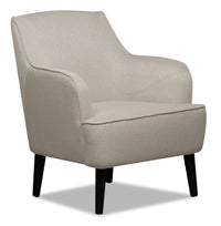  Fauteuil d’appoint Aimy de 28 po en tissu d’apparence lin gris clair avec pattes cylindriques en bois