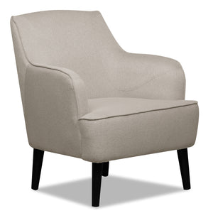 Fauteuil d’appoint Aimy de 28 po en tissu d’apparence lin gris clair avec pattes cylindriques en bois