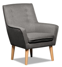  Fauteuil d’appoint Arni de 28 po en tissu d’apparence lin gris foncé avec pattes en bois