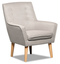  Fauteuil d’appoint Arni de 28 po en tissu d’apparence lin gris avec pattes en bois