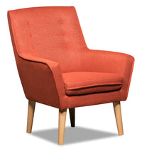  Fauteuil d’appoint Arni de 28 po en tissu d’apparence lin orange avec pattes en bois