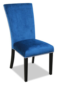  Chaise de salle à manger Cami en tissu de velours - bleue