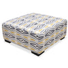 Pouf d'appoint Carey en tissu d'apparence lin - gris et jaune