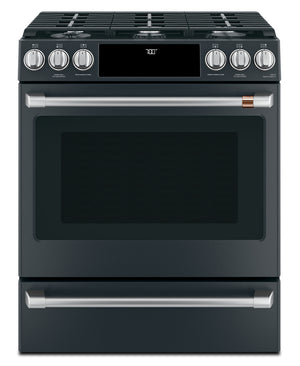 Cuisinière intelligente à gaz Café de 5,6 pi³ avec convection européenne véritable et grilles autonettoyantes - noir mat - CCGS700P3MD1